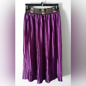 Purple Pleated Midi Skirt